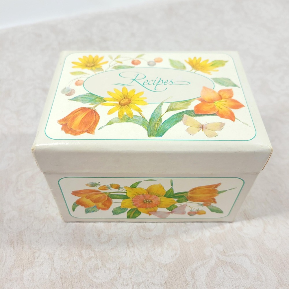 Vintage Yellow and Orange Floral Recipe with Index Cards | Current